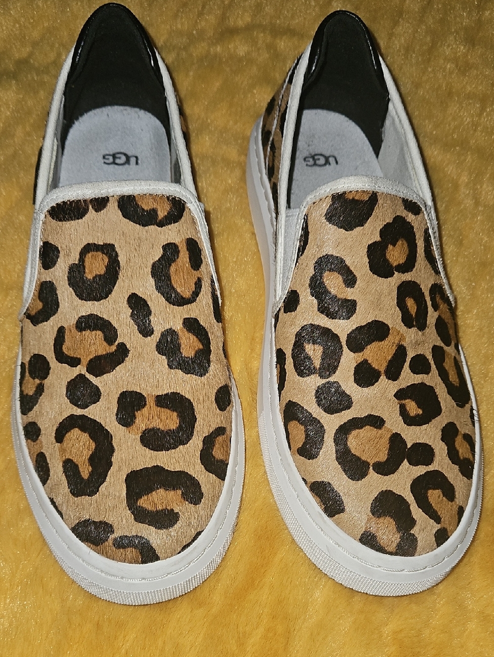 UGG Leopard-Print Slip-On Sneakers in Tan, Black & White